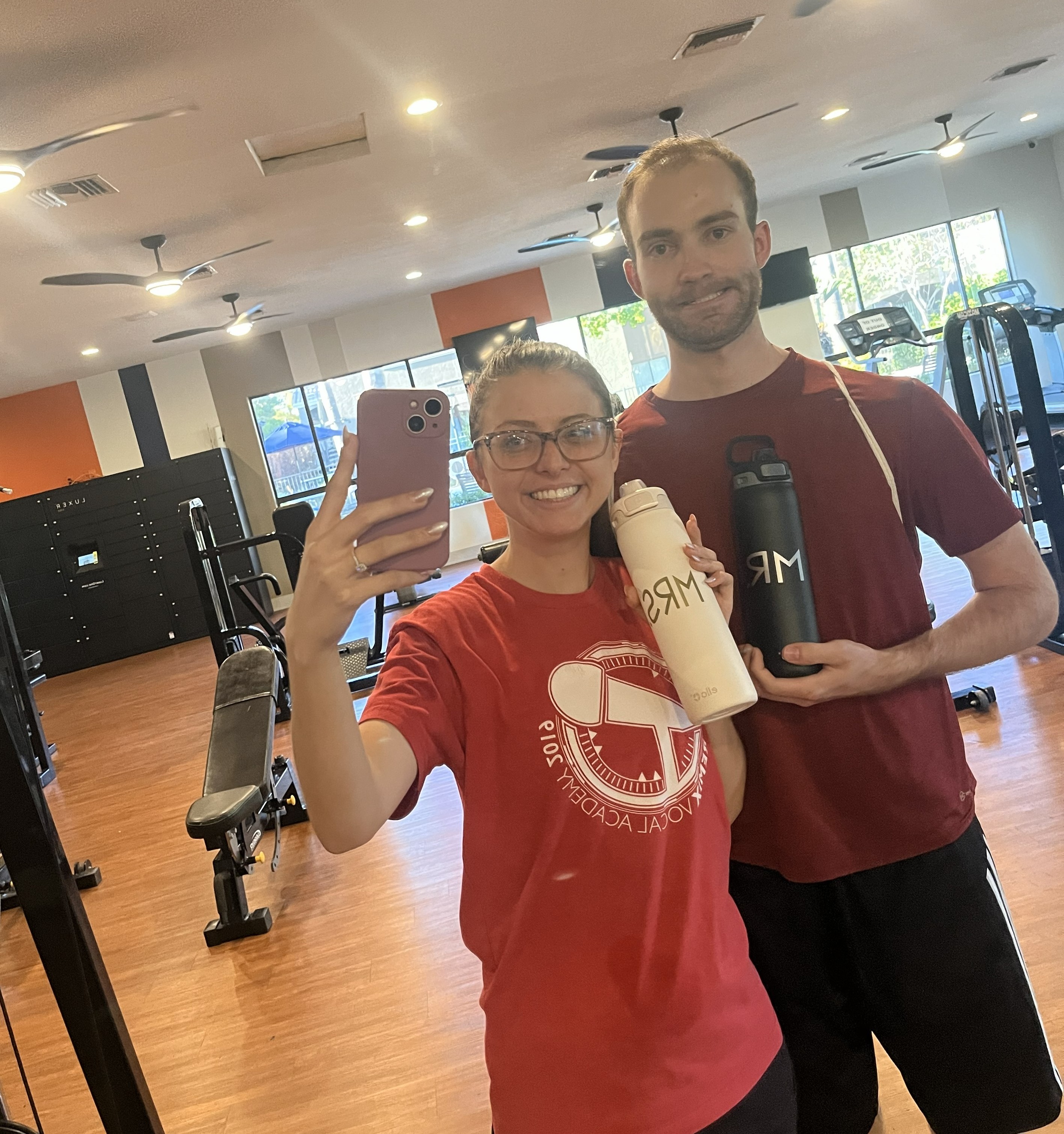 Selfie in front of gym mirror